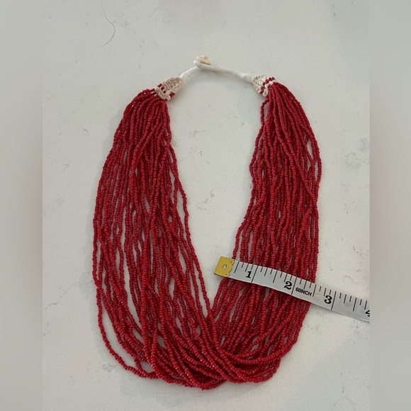 Vintage Multi strand Native American Red Coral Seed Bead Woven Torsade Necklace. - Picture 9 of 14